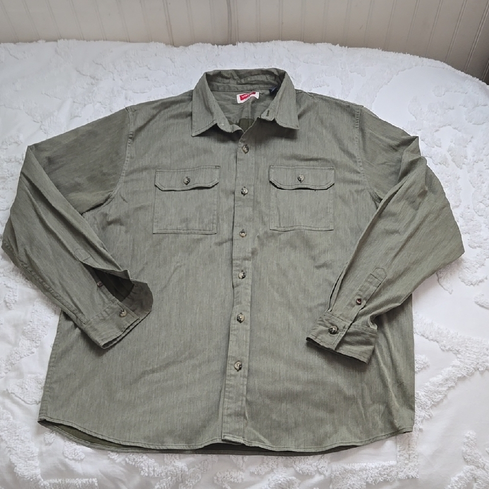 Wrangler Olive Green Button-Up Shirt
